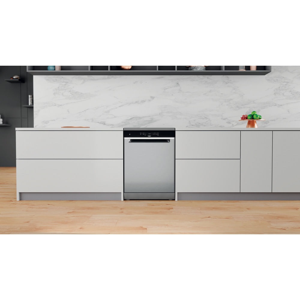 Whirlpool Lavastoviglie Inox 14 Coperti Libera Installazione 60 cm con Tecnologia 6° SENSO
