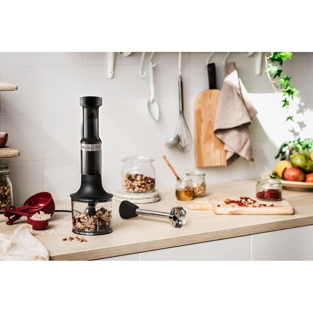 KitchenAid 5KHBV83EOB Frullatore ad Immersione 180 W Nero Onice con Tritatutto e Frusta