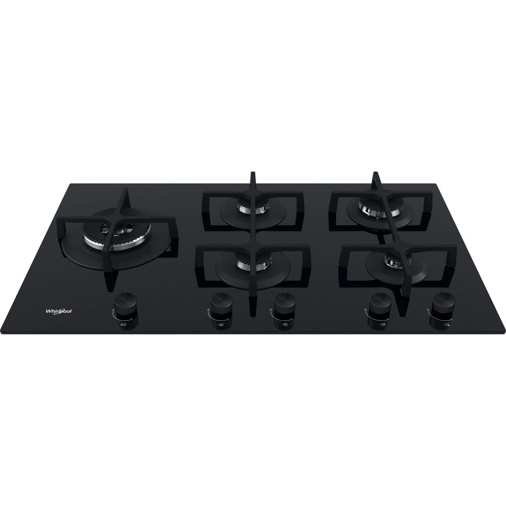 Whirlpool Piano Cottura a Gas 90 cm, 5 Fuochi, Vetro Nero, Da Incasso - GOA 9523/NB1