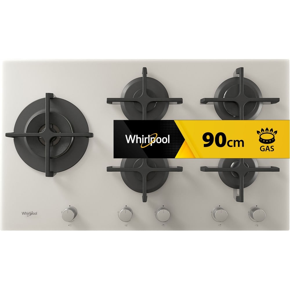 Whirlpool Piano Cottura a Gas GOA 9523/WH - 86 cm, 5 Bruciatori, Bianco, Accensione Elettronica, Valvola di Sicurezza