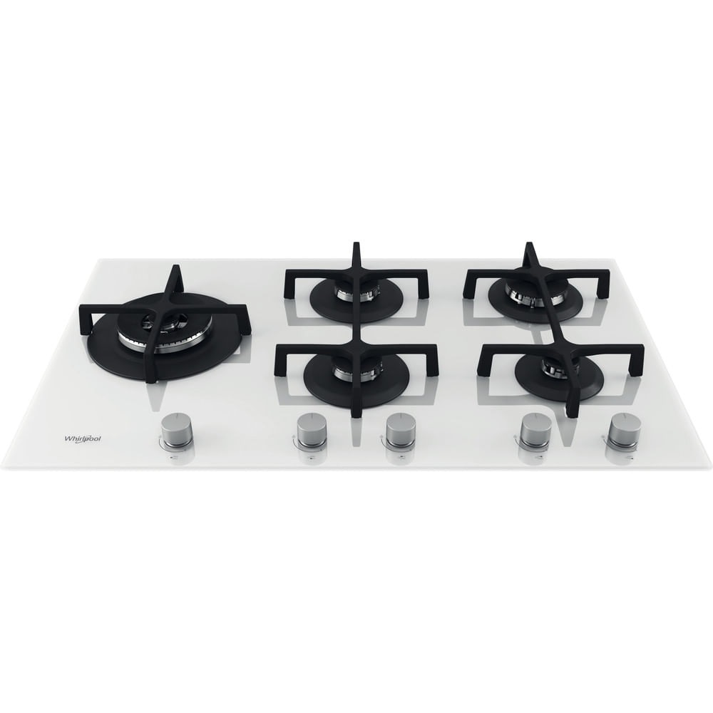 Whirlpool Piano Cottura a Gas GOA 9523/WH - 86 cm, 5 Bruciatori, Bianco, Accensione Elettronica, Valvola di Sicurezza