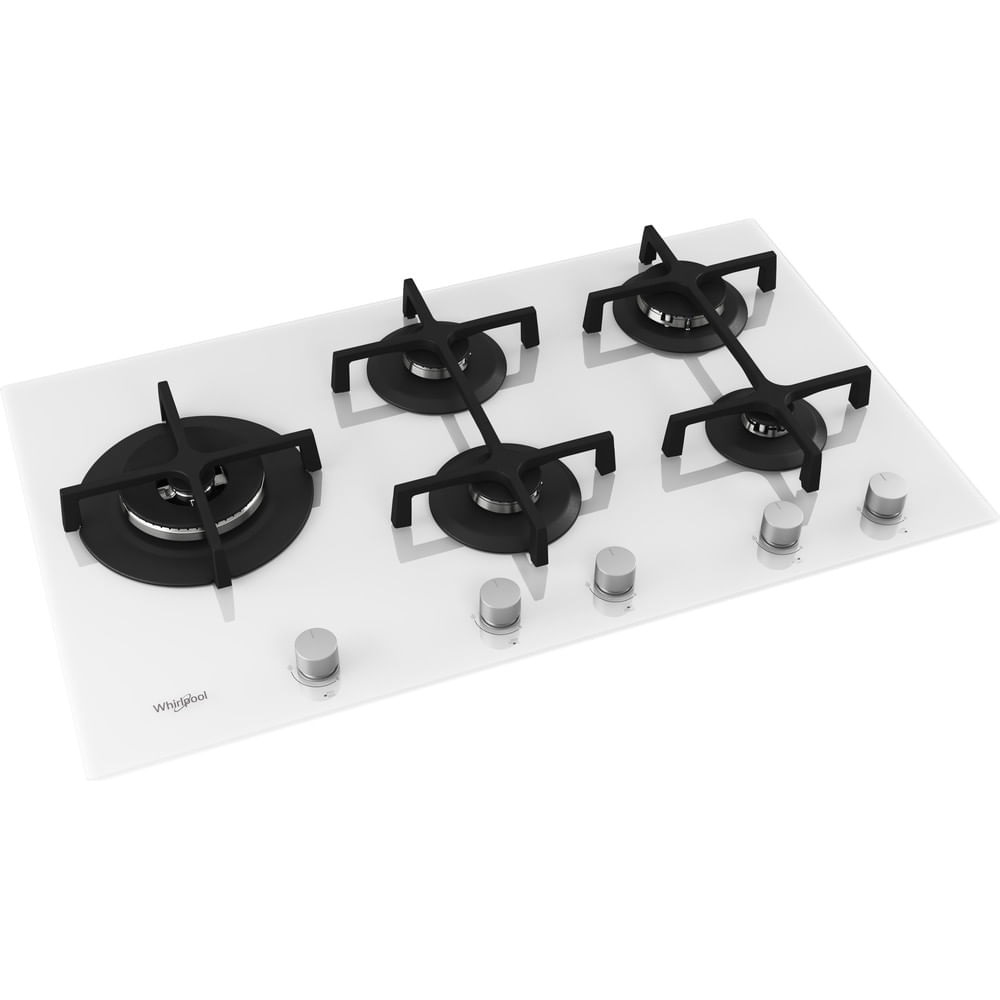 Whirlpool Piano Cottura a Gas GOA 9523/WH - 86 cm, 5 Bruciatori, Bianco, Accensione Elettronica, Valvola di Sicurezza