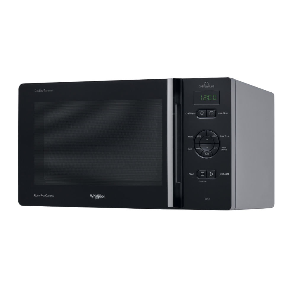 Whirlpool MCP 345 SL Microonde Combinato 25 L 800 W con Funzione Grill e Crisp - Superficie Piana, Nero/Argento