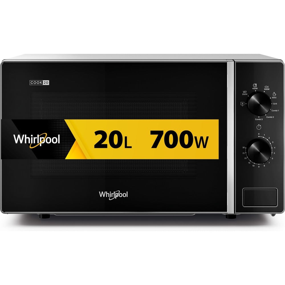 Whirlpool Cook20 Microonde a libera installazione MWP 103 SB - 20 L, 700 W, Con grill, Nero/Argento