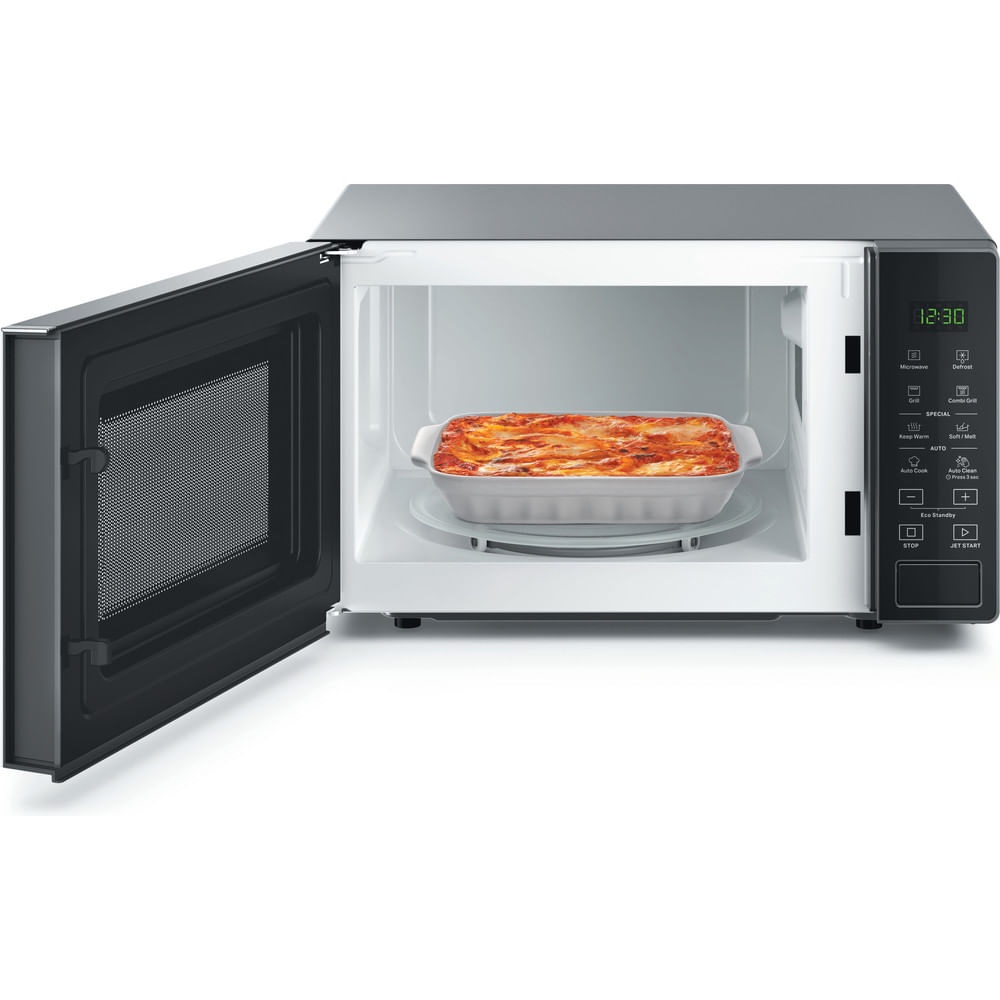 Whirlpool MWP 203 SB Microonde Combinato con Grill, Capacità 20 Litri, Potenza 700 Watt, Display Digitale Touch, Silver Black
