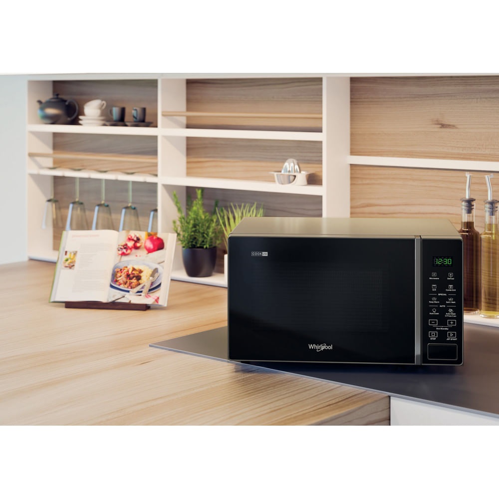 Whirlpool MWP 203 SB Microonde Combinato con Grill, Capacità 20 Litri, Potenza 700 Watt, Display Digitale Touch, Silver Black