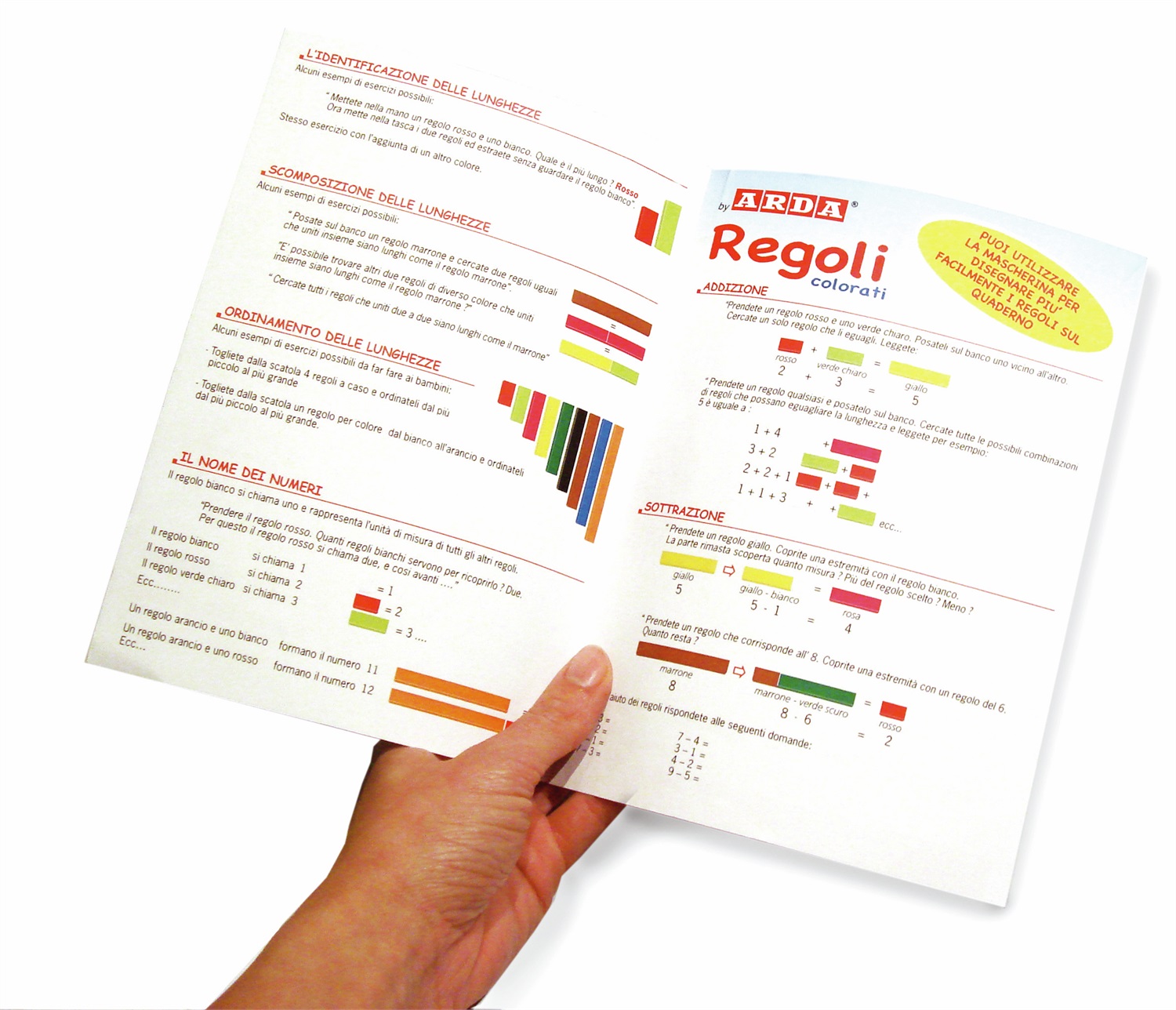 Arda Regoli Colorati - Valigetta da 200 pezzi in Plastica, 10 Misure e 10 Colori, Gioco Didattico per Apprendimento