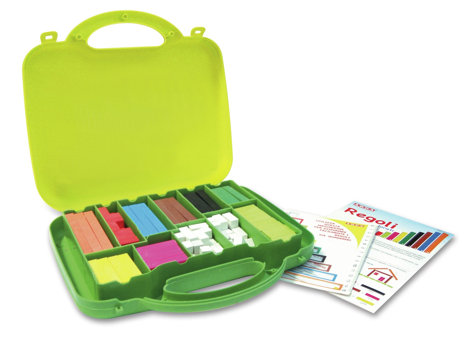 Arda Regoli Colorati - Valigetta da 200 pezzi in Plastica, 10 Misure e 10 Colori, Gioco Didattico per Apprendimento