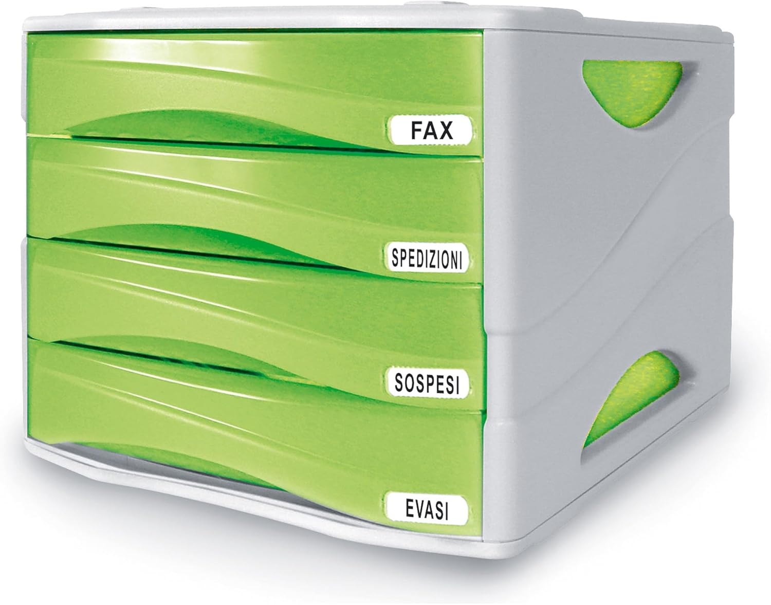 ARDA Cassettiera 4 Cassetti Smile Grigio/Verde in Polistirolo Antiurto - TR15P4PV