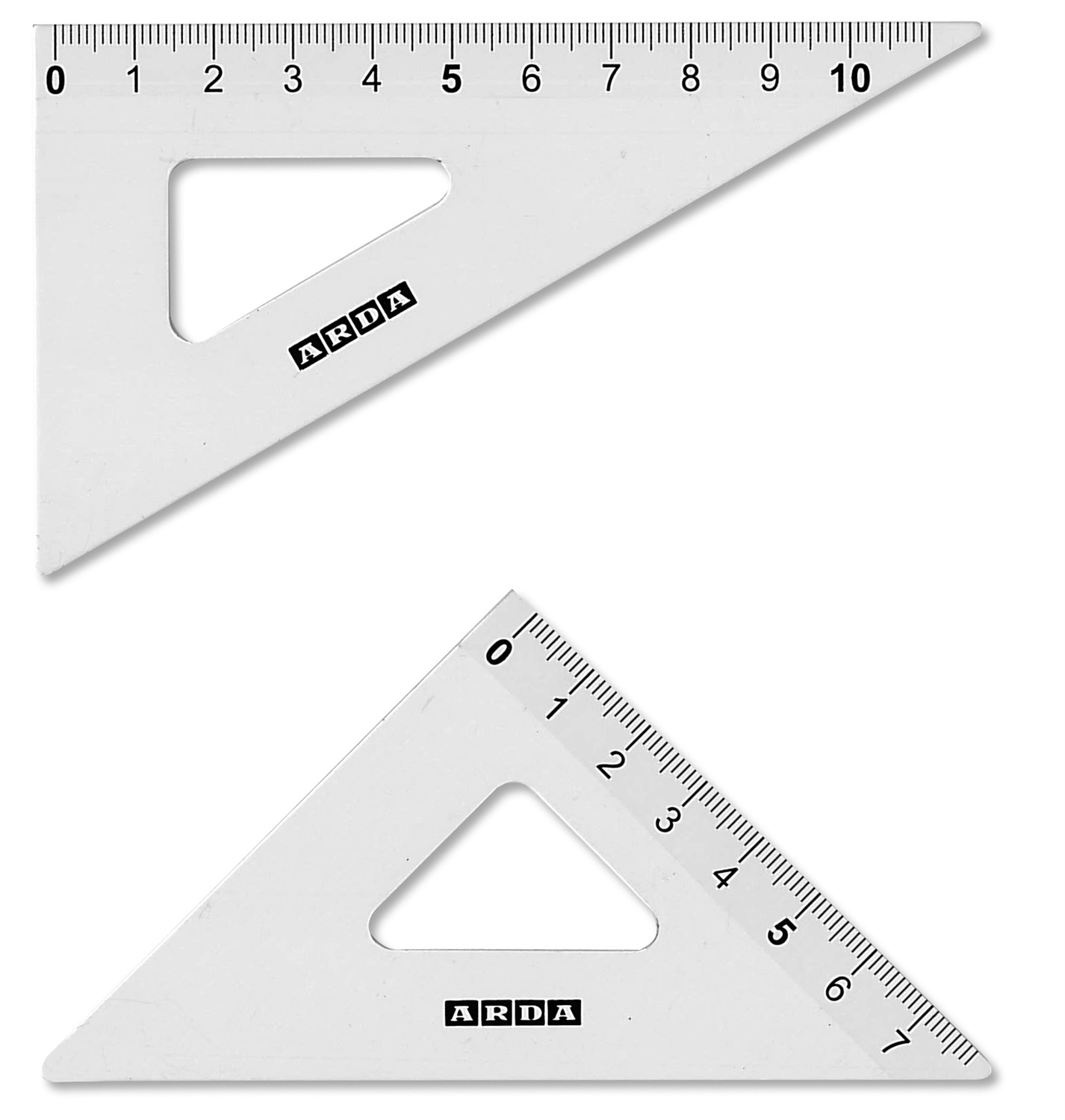ARDA Coppia di Squadre da Disegno in Alluminio 12 cm - Angoli 45° e 60°, Design Sicuro e Millimetrato