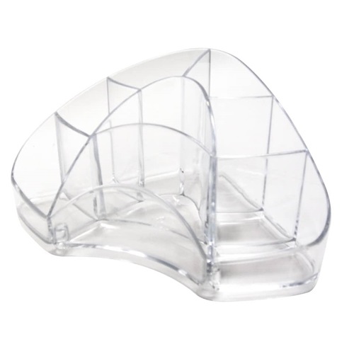 ARDA Portaoggetti da scrivania Multipot Classic - 8 scomparti in polistirene cristallo, dimensioni 18,5x12,3x9 cm, finitura lucida