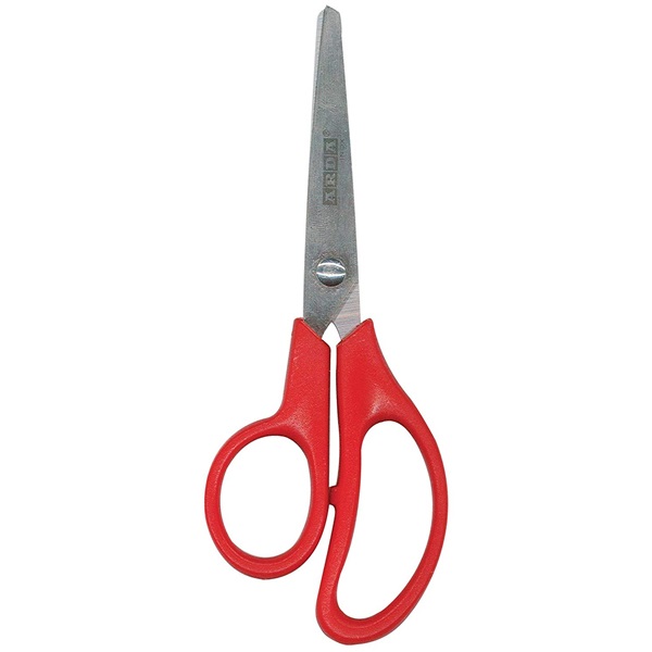 Arda Forbici Left per Mancini 13 cm - Lame in Acciaio INOX a Molatura Speculare, Impugnatura in ABS, Colore Rosso