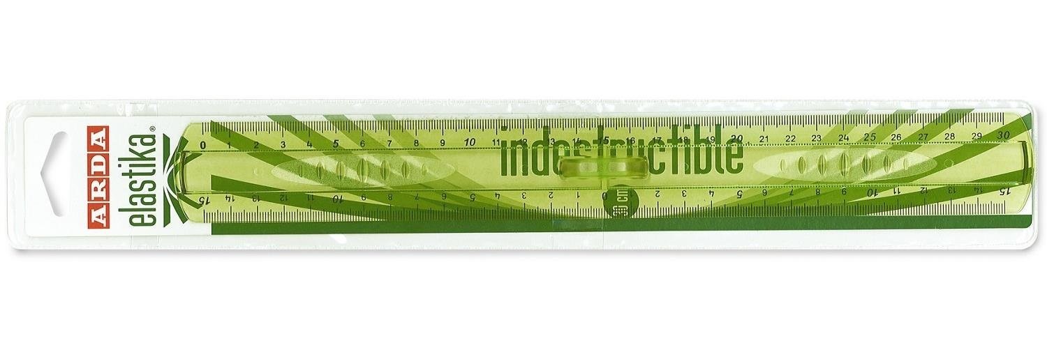 ARDA Triplo Decimetro EL30P 30 cm Verde Trasparente - Flessibile con Memoria di Forma, Impugnatura Maneggevole, Graduazione Incisa