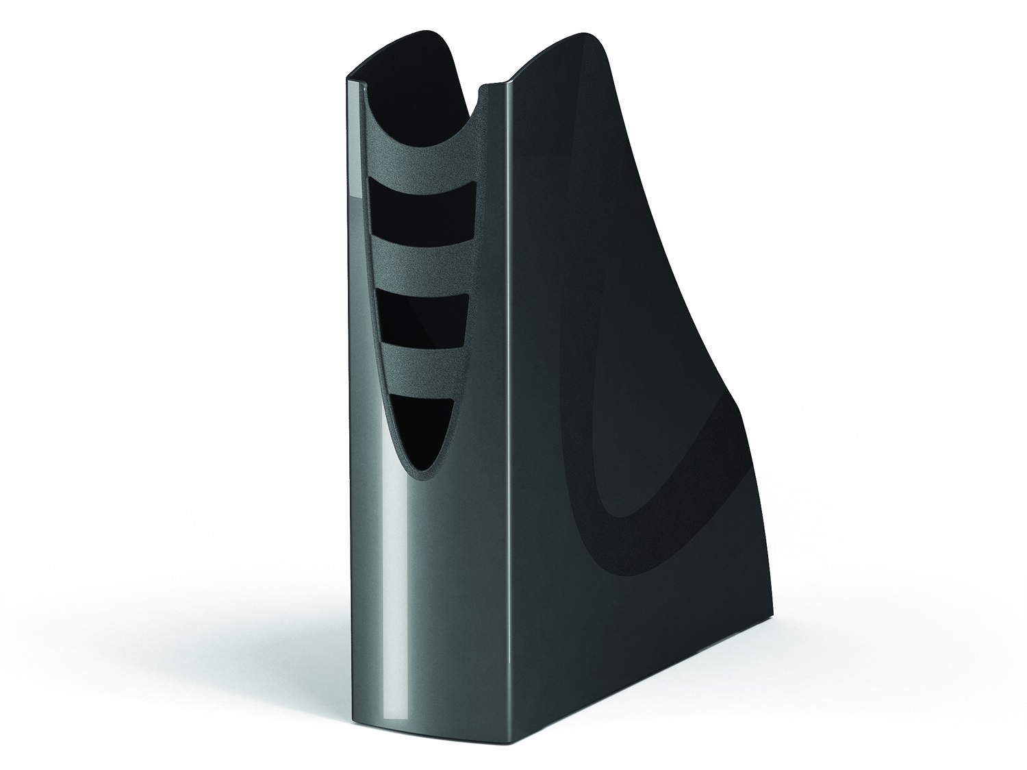 ARDA Portariviste My Desk - Polistirolo Nero - 26,6 x 27,8 x 7,5 cm - Aperture sul Dorso e Soglia Bassa