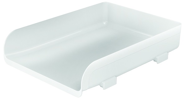 ARDA Portacorrispondenza My Desk Bianco - Polipropilene Infrangibile, 33,5x25,4x7 cm, Capacità 400 Fogli A4, Sovrapponibile Dritto o a Scalare