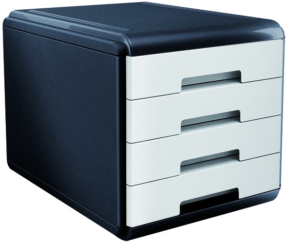 Arda Cassettiera MyDesk 4 Cassetti Grigio/bianco in Polistirolo con Scorrimento Silenziato