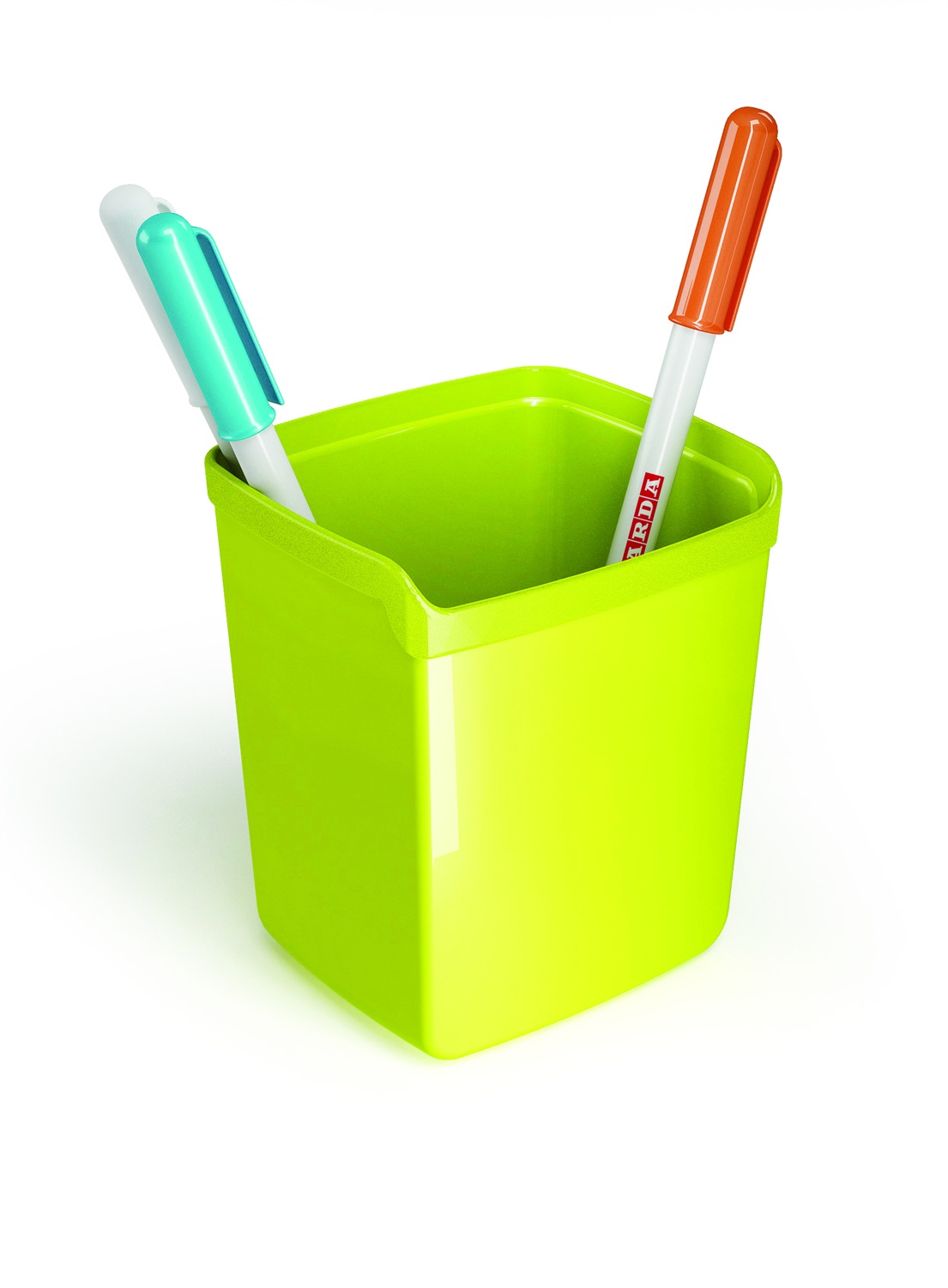 ARDA Bicchiere Portapenne My Desk Verde - 8,7x7,4x10 cm, Materiale Infrangibile, Finiture Lucide e Satinate