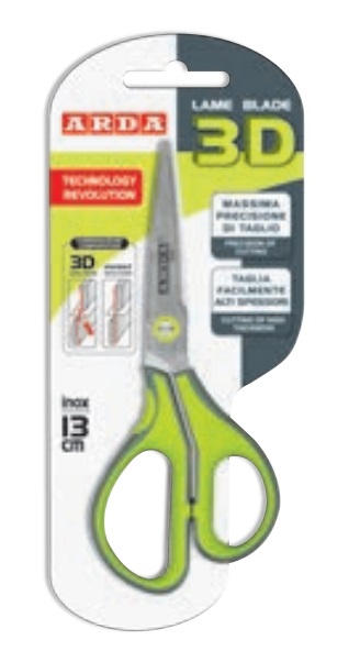 Arda Forbice 3D 17 cm - Acciaio Inox, Impugnatura Plastica, Taglio Preciso e Facile