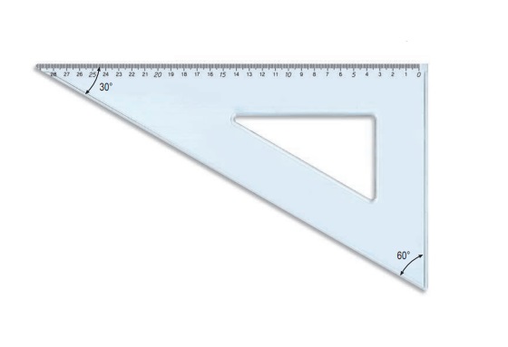 ARDA 28830MAN Squadra 60° per Mancini - 30 cm in Plastica con Smusso, Tirachina e Punte Arrotondate di Sicurezza