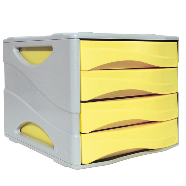 ARDA Cassettiera Keep Colour Pastel - 25 x 32 cm - 4 cassetti infrangibili grigio/giallo
