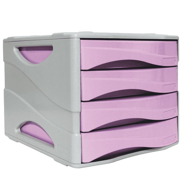 ARDA Cassettiera Keep Colour Pastel LILLA - 25 x 32 cm, 4 cassetti infrangibili, design moderno e funzionale