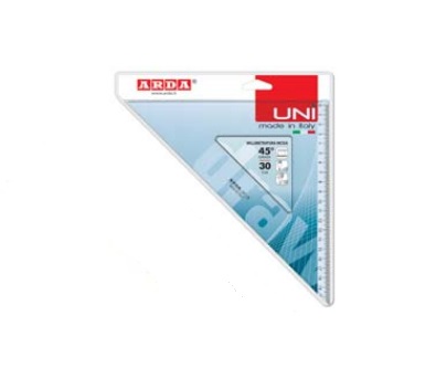 ARDA Squadra 45° 20 cm in Plastica Blu e Trasparente - Modello Linea UNI