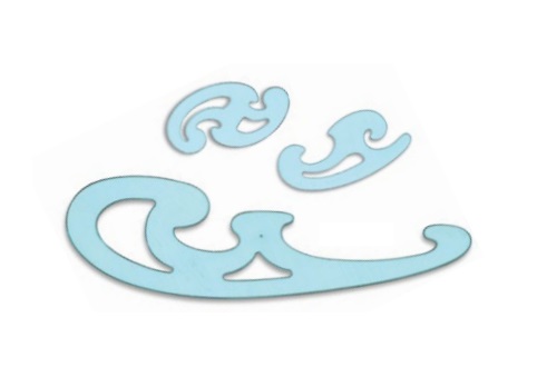 ARDA Set Curvilinee Tecnoschool 41200 - 3 Pezzi in Polistirolo Termoresistente Azzurro Trasparente