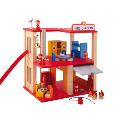 Sevi Caserma dei Pompieri in Legno - Gioco Sicuro e Creativo con Vernici Atossiche