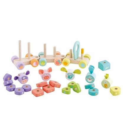 Sevi Impilabile Trenino Forme & Numeri (24 pz) - 3 Locomotive e 21 Formine in Legno, 35x15x8cm, Gioco per Bambini da Un Anno