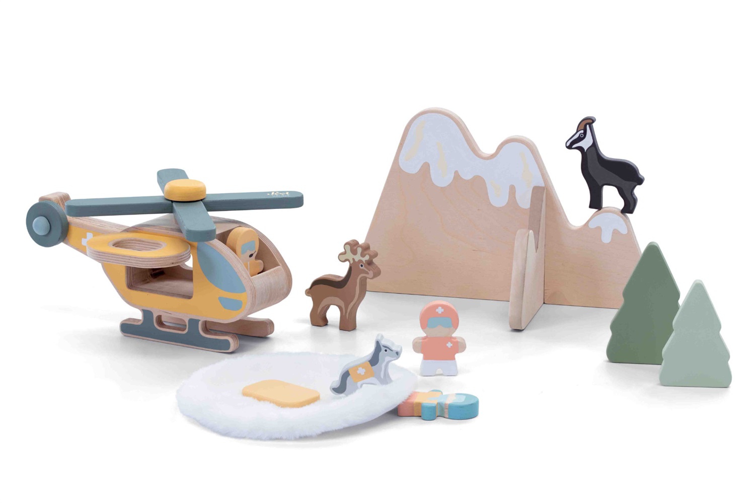 Sevi Playset Elisoccorso in Legno con Figurine e Accessori - Gioco Creativo per Bambini 3 Anni