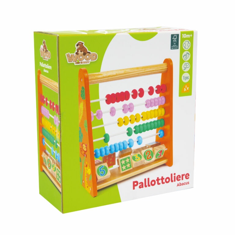 Trudi Pallottoliere 88049 in Legno Eco Smart - Giocattolo Educativo per Bambini 2 con Palline Colorate e Numeri