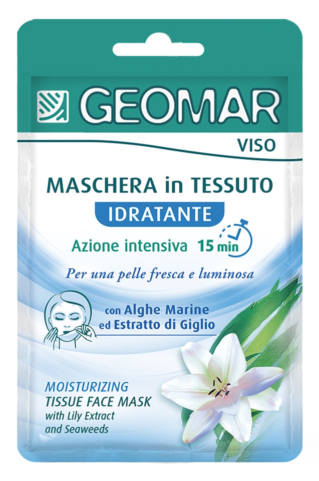 GEOMAR Maschera Viso in Tessuto Idratante Monouso 22ml - Azione Intensiva con Alghe Marine e Giglio