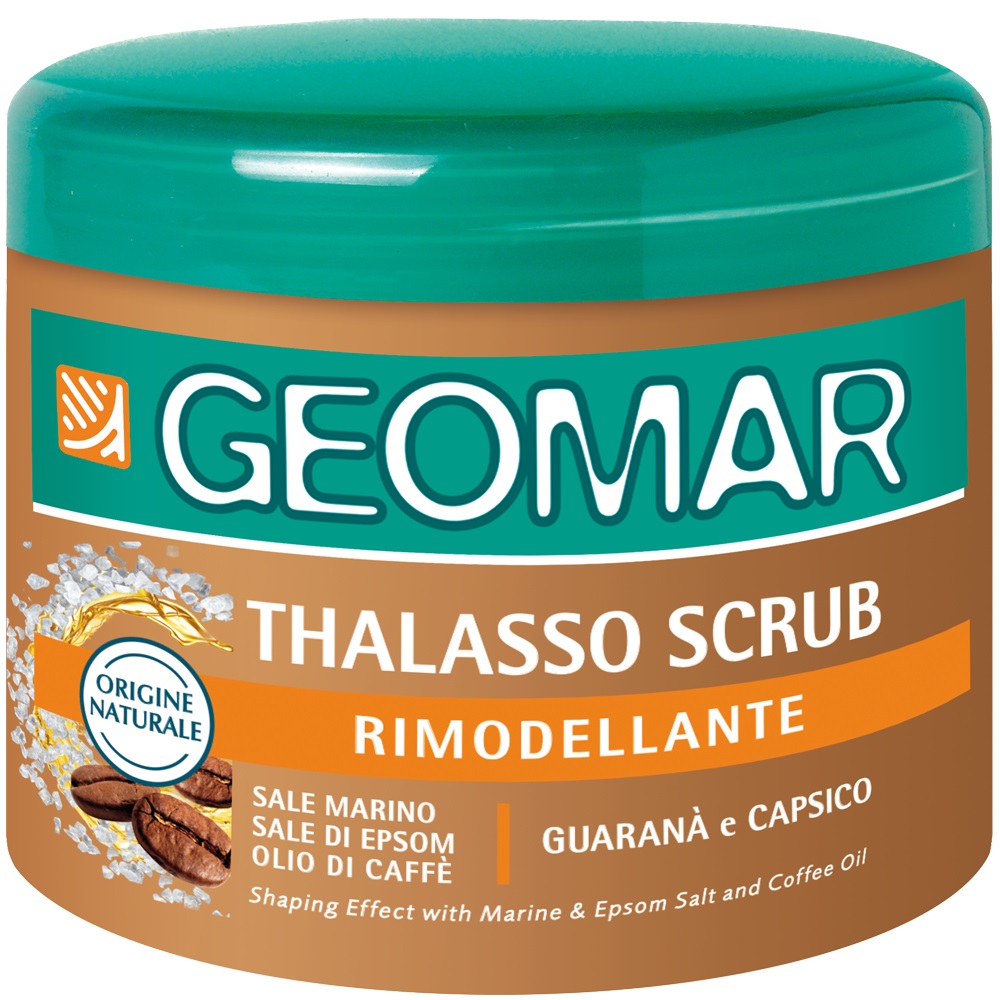 GEOMAR Thalasso Scrub Corpo Rimodellante 600g - Esfoliante con Sale Marino, Sale di Epsom, Olio di Caffè, Guaranà e Capsico