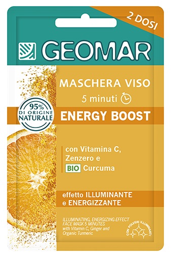GEOMAR Maschera Viso Energy Boost 2x7,5ml - Con Vitamina C, Zenzero e Bio Curcuma - Illuminante e Rivitalizzante