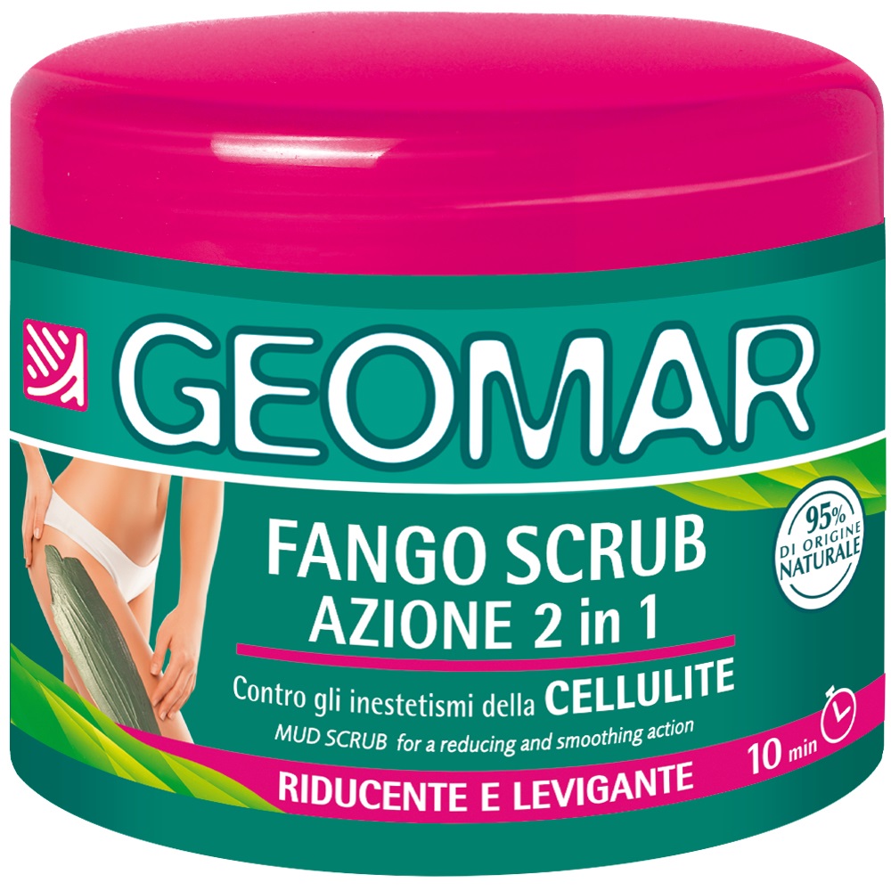 GEOMAR Fango Scrub 2 in 1 Riducente e Levigante 600 g - Contro gli Inestetismi della Cellulite, 95% Naturale