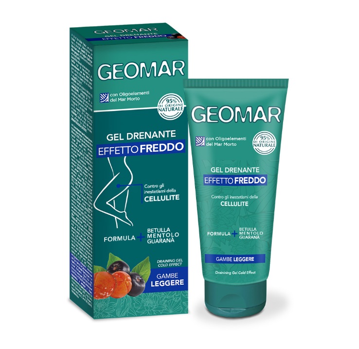 GEOMAR Gel Drenante Effetto Freddo 200 ml - Anticellulite, Regala Gambe Leggere, 95% Ingredienti Naturali, Made in Italy