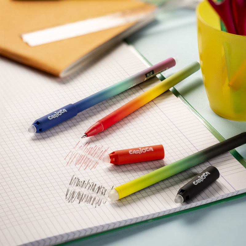 Carioca Oops Easy Penna Cancellabile Punta Media 0,7 mm - Confezione da 3 pz (2 Blu, 1 Rosso)