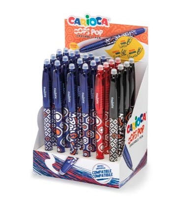 Carioca Oops Pop - Penne Cancellabili Assortite 0,7 mm con Impugnatura Texturizzata - Confezione da 24 pz