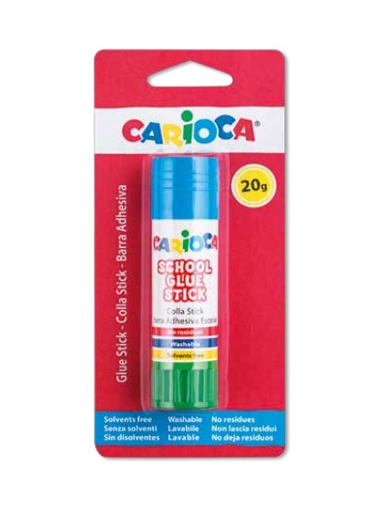 Carioca Colla Stick 20 g - Adesivo senza solventi, lavabile e non lascia residui