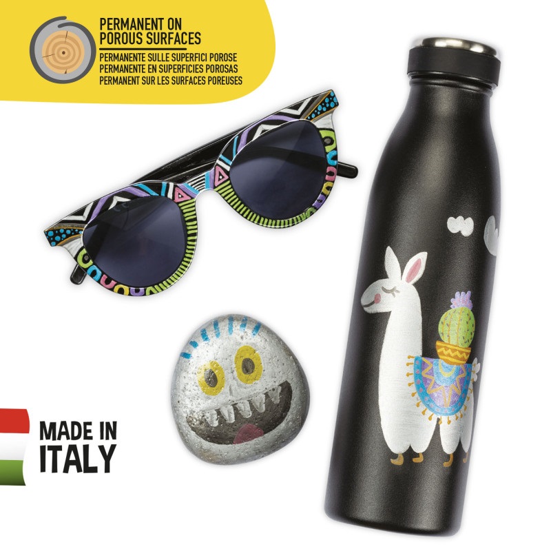 Carioca Pennarelli Metallic Punta Maxi 6 pz - Colori Assortiti, Inchiostro a Base d'Acqua, Permanenti su Superfici Porose