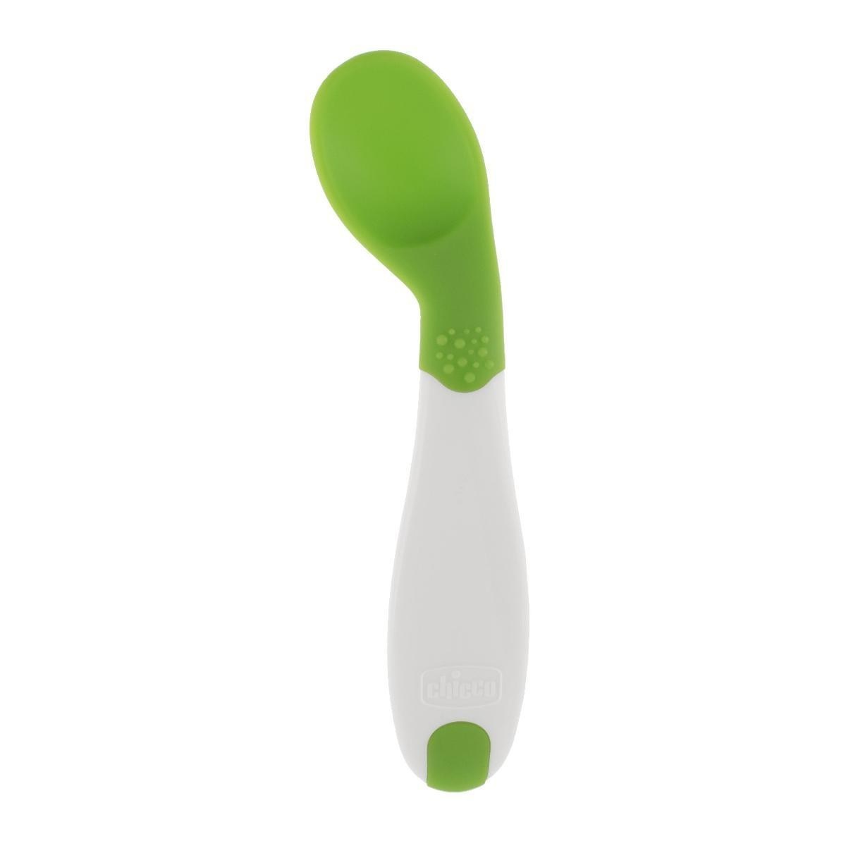 Chicco Primo Cucchiaio Morbido in Silicone 8M - Ergonomico e Soft-Touch, Verde