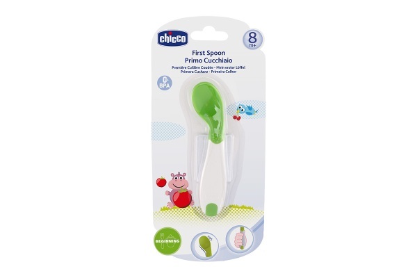 Chicco Primo Cucchiaio Morbido in Silicone 8M - Ergonomico e Soft-Touch, Verde