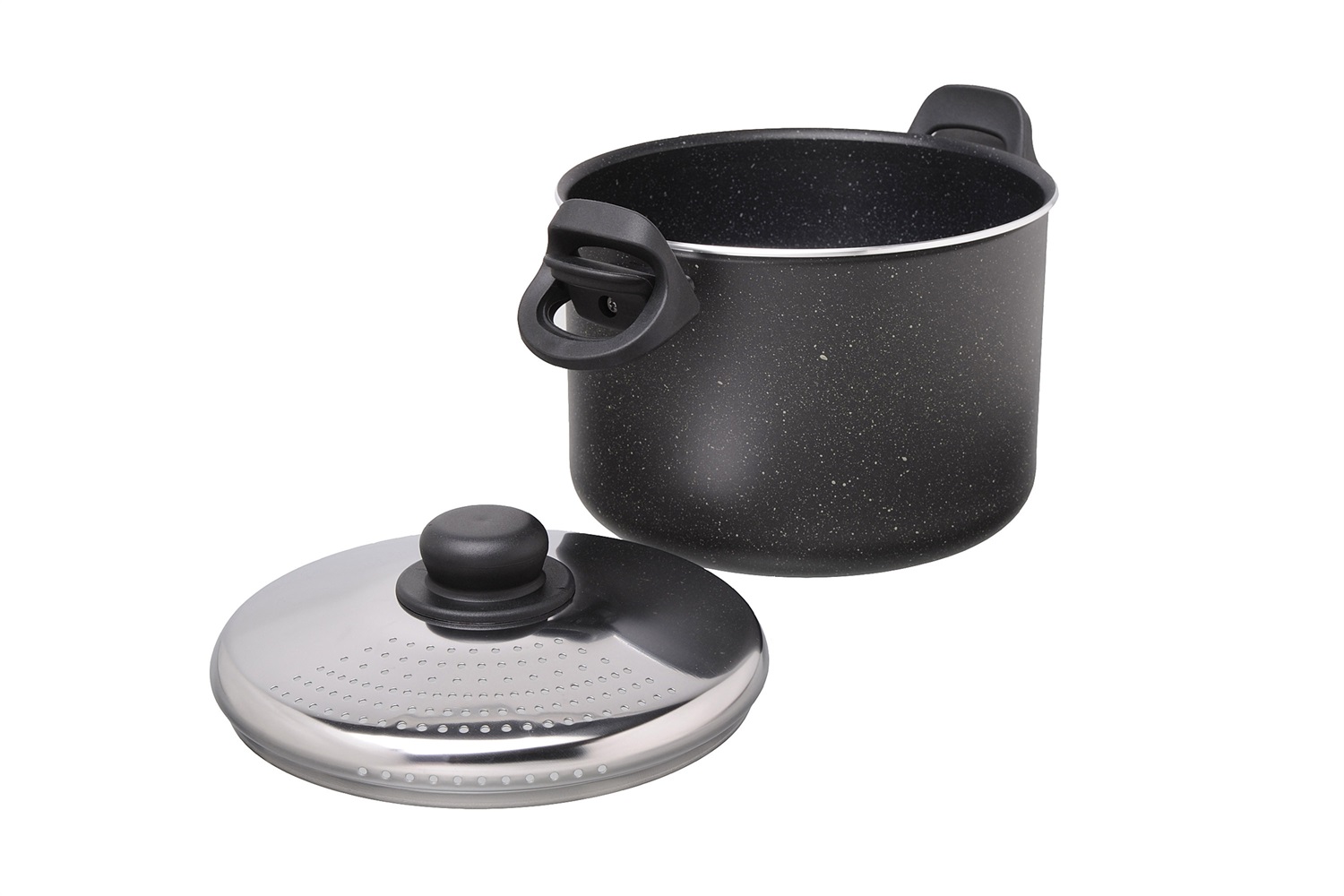 Moneta Etnea Cuocipasta 22 cm - Casseruola Antiaderente Effetto Pietra con Coperchio, Lavabile in Lavastoviglie