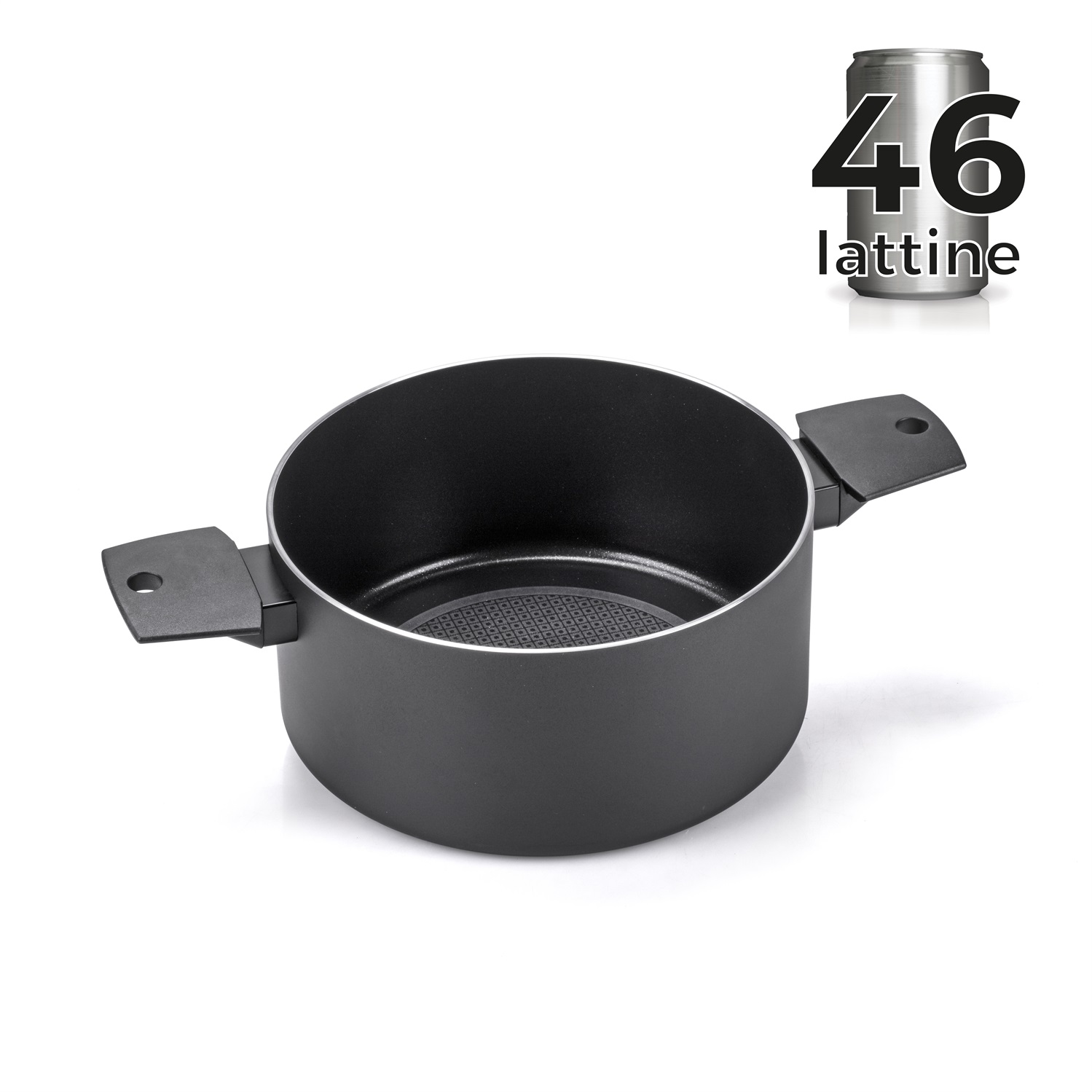 Moneta Recy Casseruola 2 Manici 20 cm in Alluminio 100% Riciclato, Ricicla 46 Lattine, Fondo Net Induction, Nero