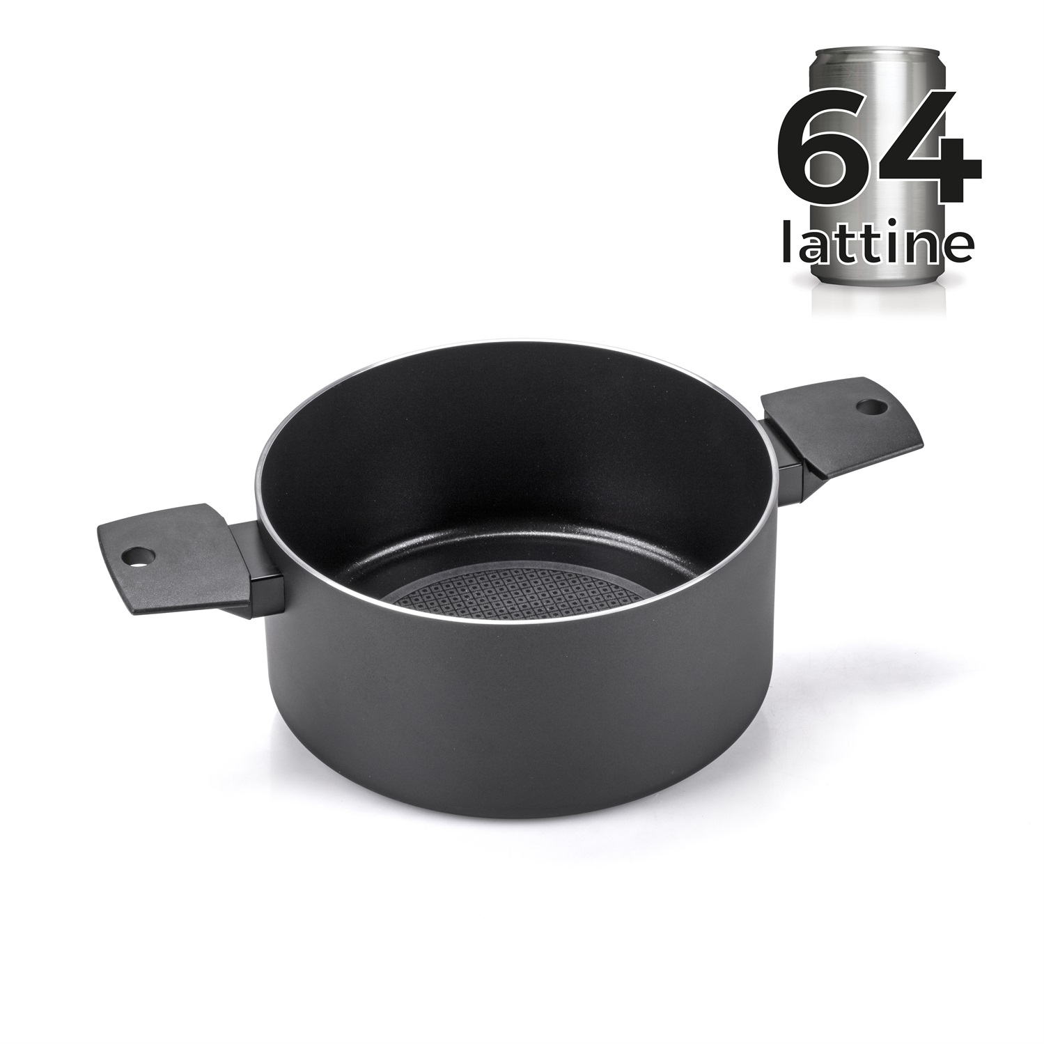 Moneta Recy Casseruola 2 Manici 24 cm in Alluminio 100% Riciclato, Nero, Fondo Net Induction, Rivestimento Interno Antiaderente