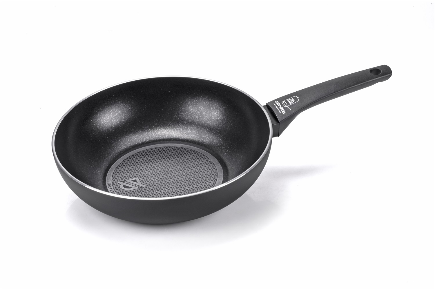 Moneta Recy Wok 28 cm - Ricicla 52 Lattine, Net Induction, Nero, Corpo in Alluminio 100% Riciclato, Capacità 4 Litri