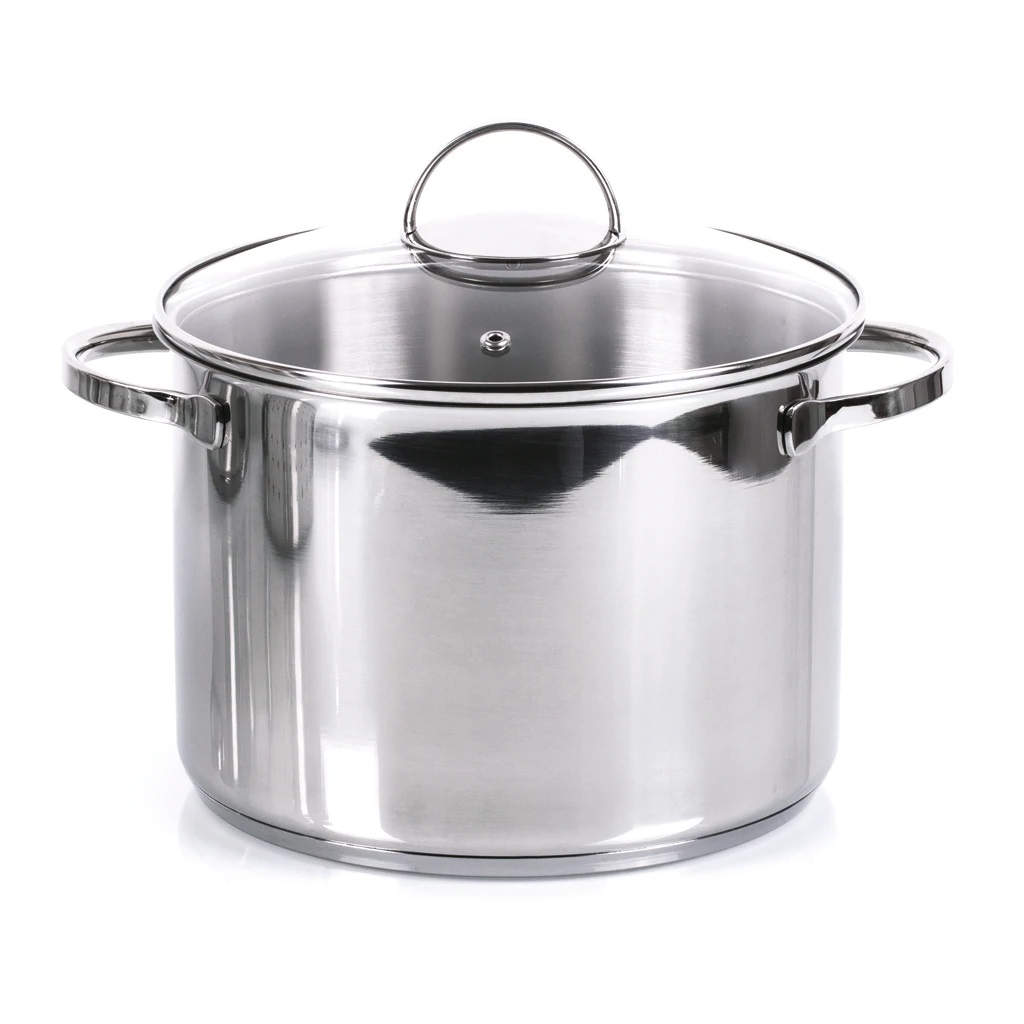 Moneta Allegro Batteria di Pentole 7 Pezzi in Acciaio Inox - Pentola 22cm, Casseruole 20cm e 16cm, Bollilatte 12cm, Coperchi 16-20-22cm