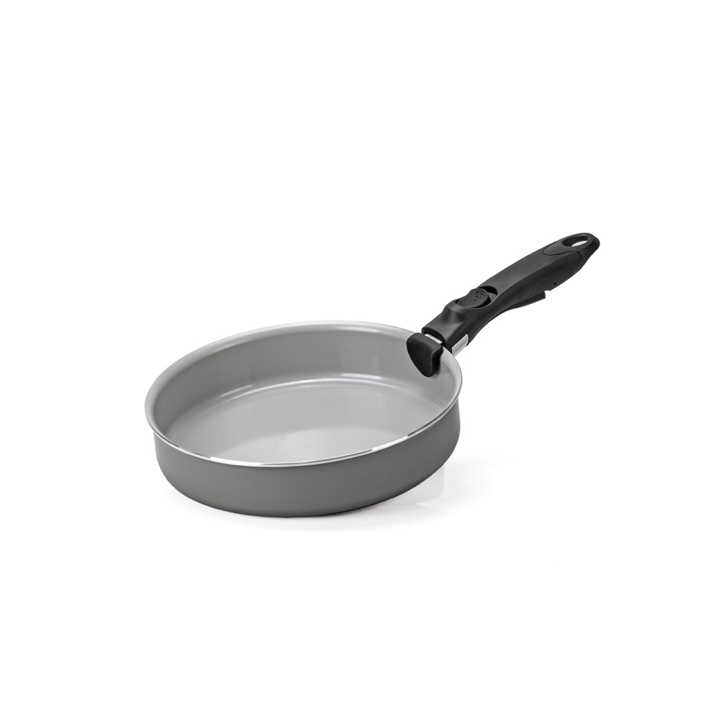 Moneta Melodia Finegres Minispace Tegame 24 cm - Rivestimento Naturale Antiaderente, Adatto per Induzione, Manico Removibile, 100% Made in Italy