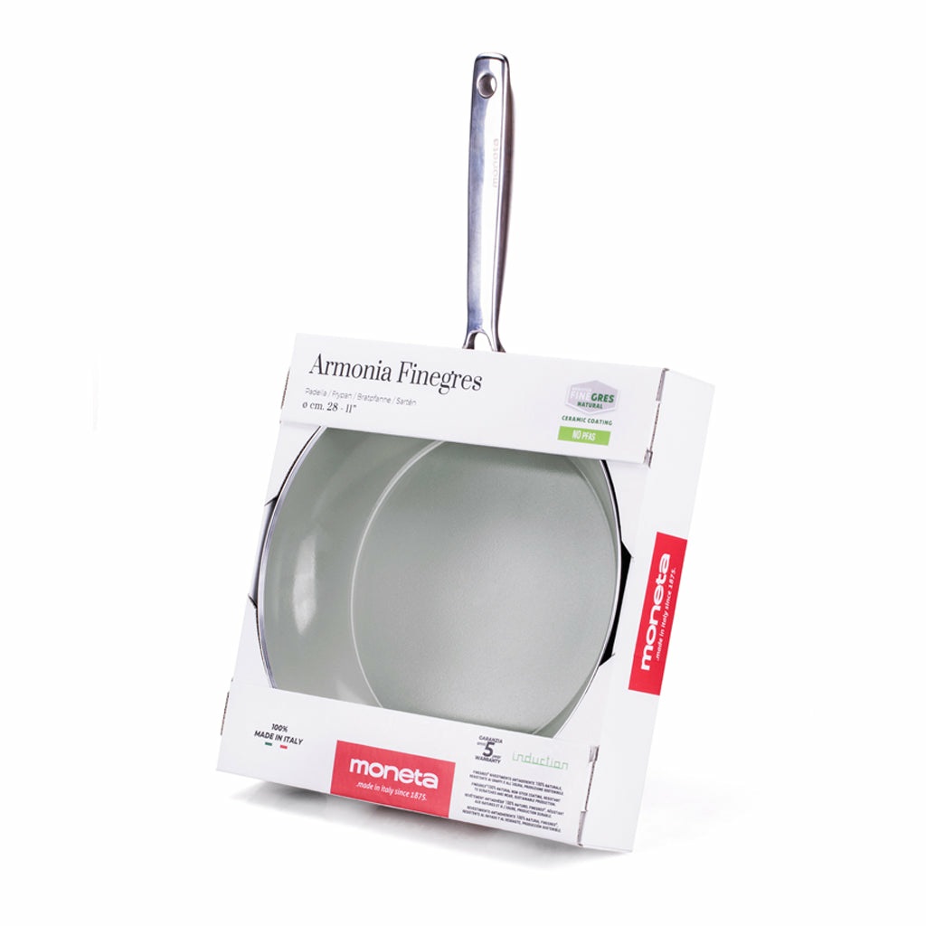 Moneta Padella Armonia Finegres 24 cm - Alluminio Forgiato, Rivestimento Antiaderente Effetto Pietra, Fondo Induction