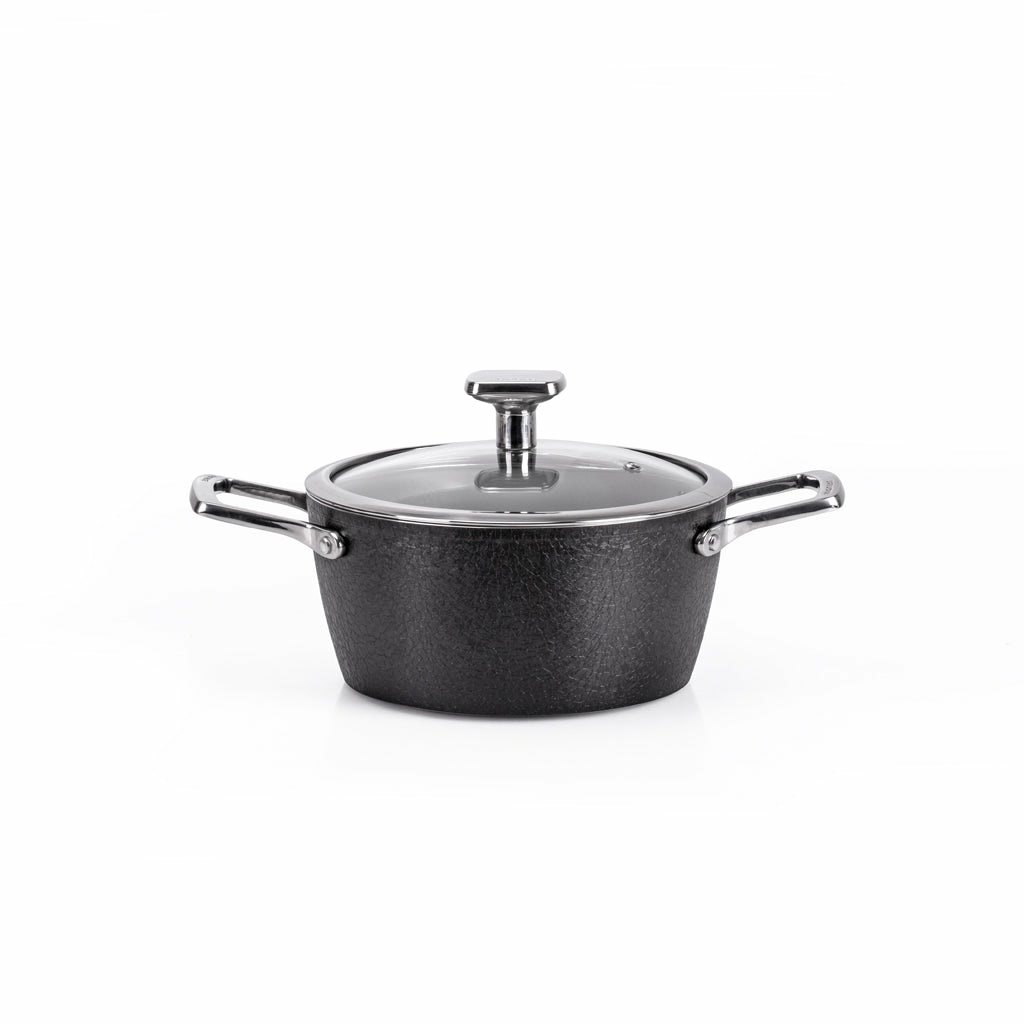 Moneta Casseruola Armonia Finegres 20 cm - Alluminio Forgiato con Rivestimento Antiaderente Effetto Pietra